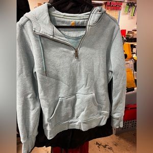 Carhartt light blue quarter zip sweatshirt